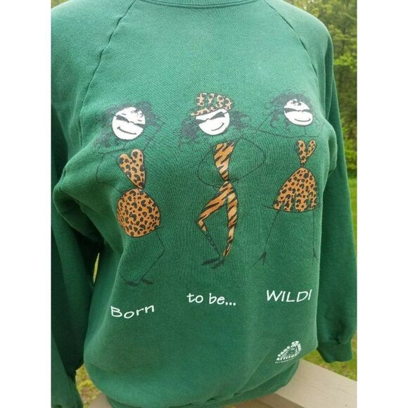Hanes Activewear Born to Be Wild 50 50 Blend Leopard Dress XL USA Sweatshirt - Picture 3 of 7
